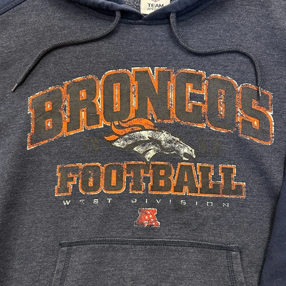 Vintage 90s Denver Broncos NFL Team Apparel Hoodie Mens‎ XL West Division Blue